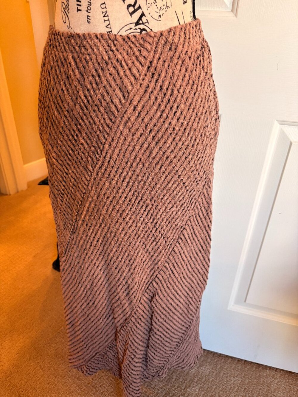 La Bottega Di Brunella Tan w/black and lighter tan stripe skirt EC